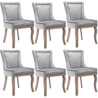 STUHL-SET DE-35921 6 Stück mit Nagelkopfbesatz Grau - Grau, Holz (61/91/55cm) - ComfortXL