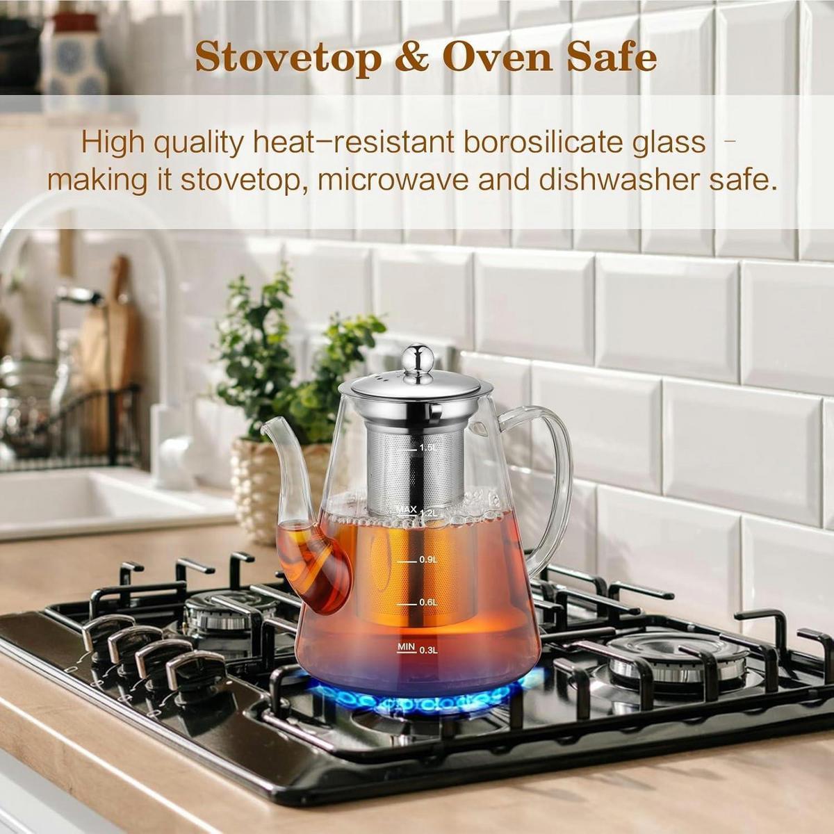 TEEKANNE Glas 1,5 Liter mit Siebaufsatz - Transparent, Glas (21.5/14.5cm)