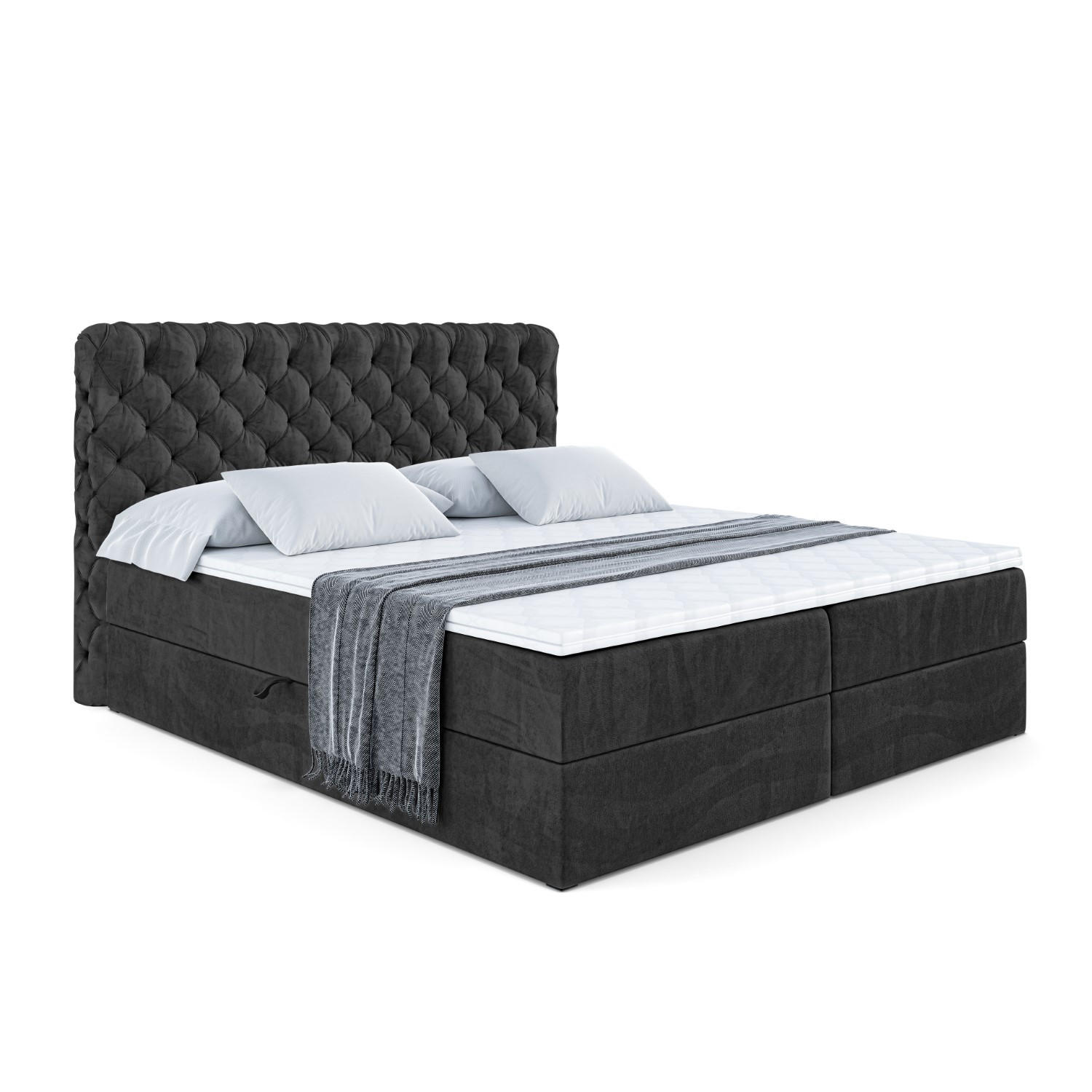BOXBETT mit Matratze H3 und Lattenrost - BOXI8 - 200x200 cm Schwarz - Schwarz, Holzwerkstoff (200/200cm) - ALTDECOR