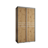 SCHWEBETÜRENSCHRANK 235,2/130/60 2-türig - Silberfarben/Schwarz, Holz/Metall (130/235/60cm) - Abiks Möbel