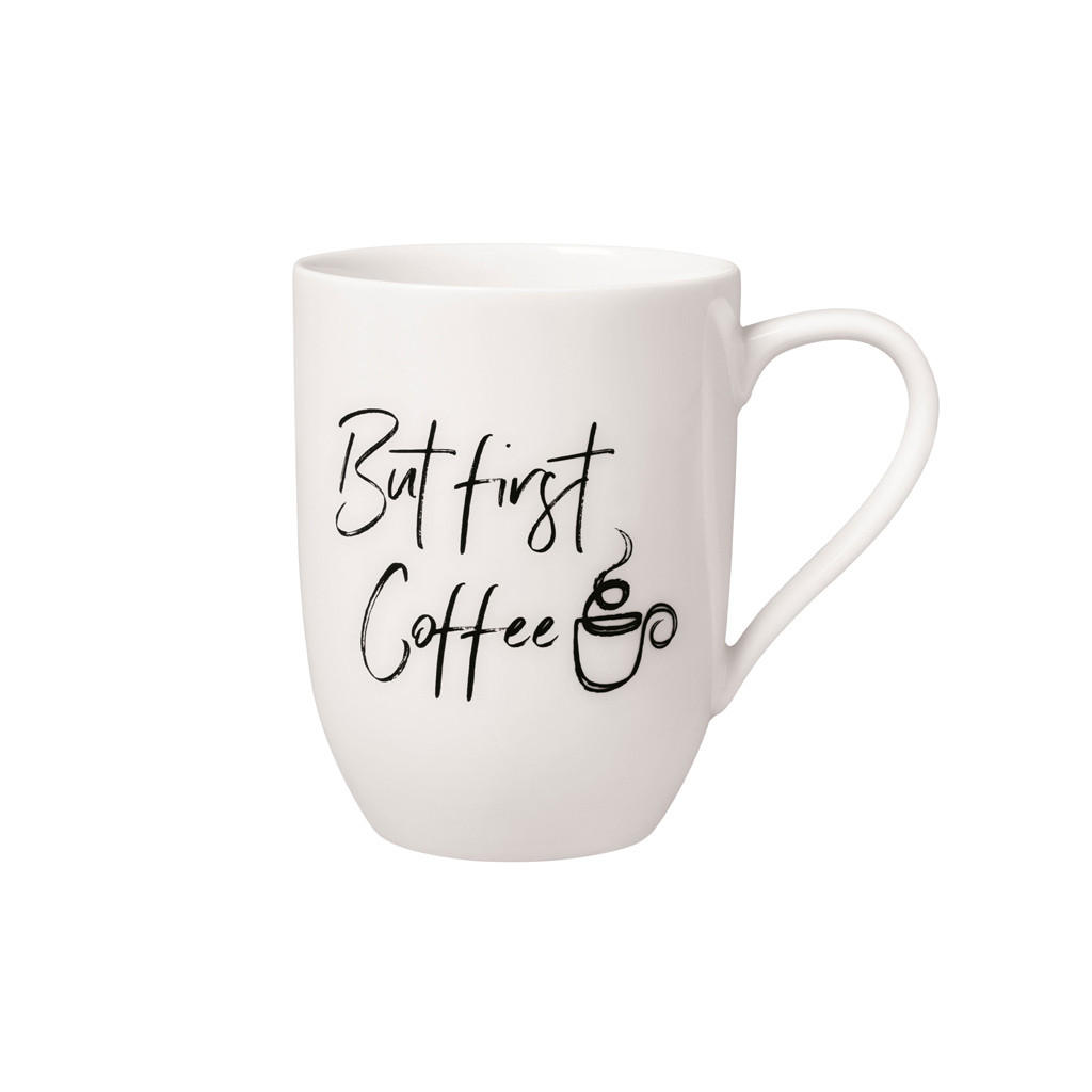 BECHER MIT HENKEL 'BUT FIRST COFFEE' Statement weiß 290 ml - Weiß, Keramik (0.29L) - Villeroy & Boch
