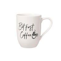 BECHER MIT HENKEL 'BUT FIRST COFFEE' Statement weiß 290 ml - Weiß, Keramik (0.29L) - Villeroy & Boch