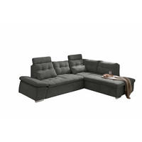 ECKSOFA mit Schlaffunktion, Bettkasten und verstellbarer Armlehne - Chromfarben/Grau, Textil (219/260cm) - ed exciting design
