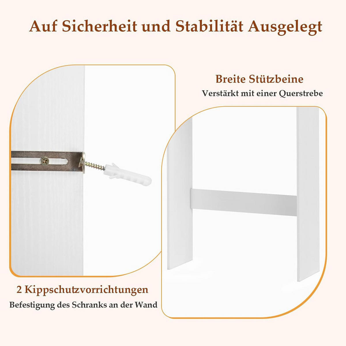 TOILETTENÜBERREGAL mit 2 Türen weiß - Weiß, Holzwerkstoff (63/168/24cm) - COSTWAY