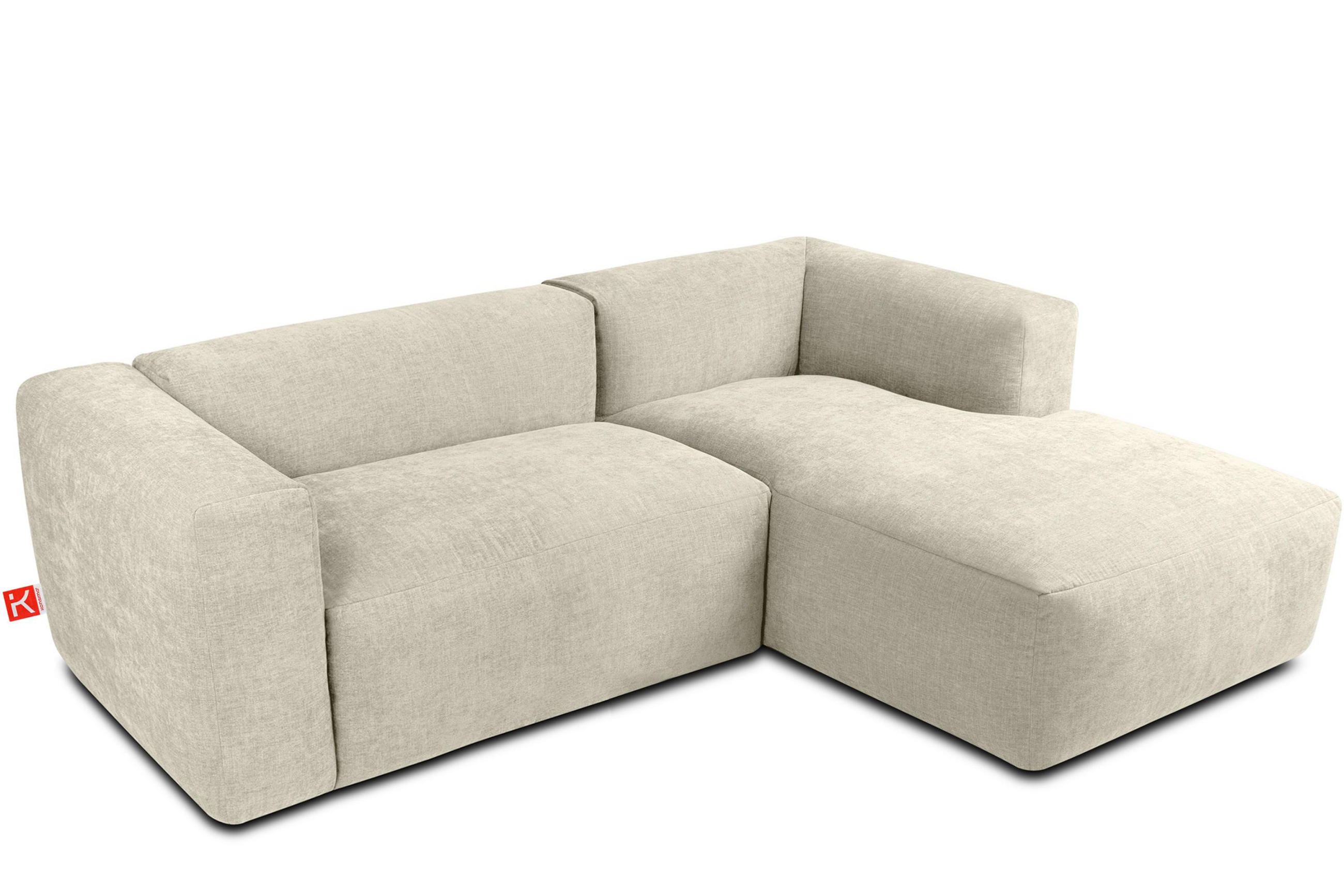ECKMODULSOFA-RECHTS BUFFO 3/4 Sitzer mit extrem weicher Sitzfläche, Gewebestoff, ecru - Ecru, Textil (237/180cm) - KONSIMO®