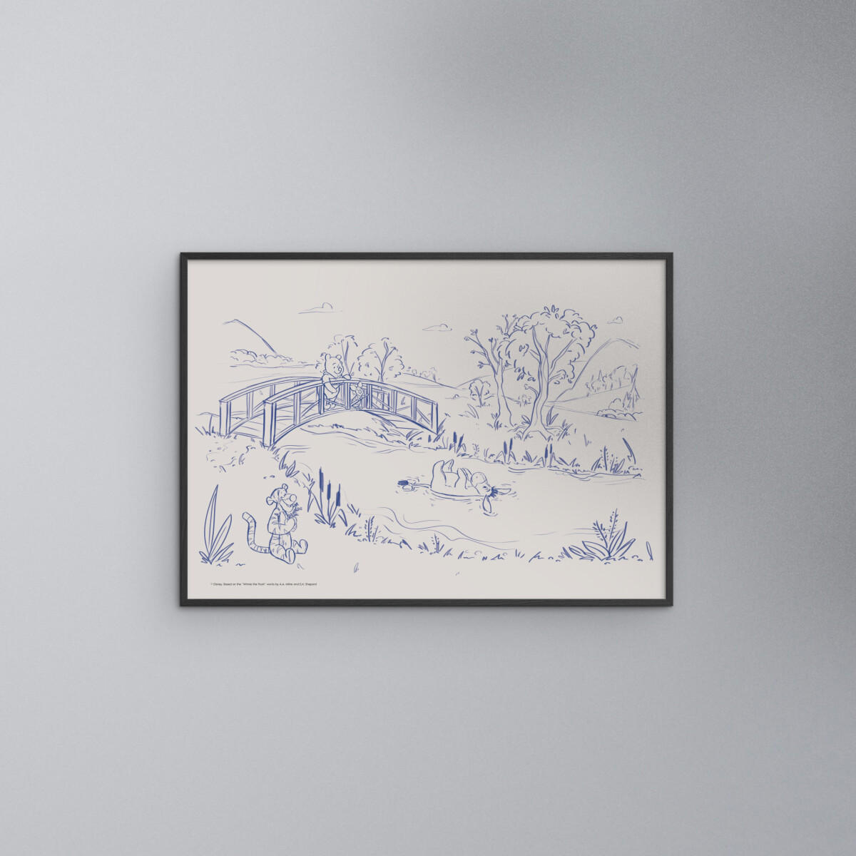 POSTER mit Rahmen Disney - Disney - Hundred Acre Peaceful Day - Beige/Schwarz, Holz/Papier (30/40cm) - Poster&Frame