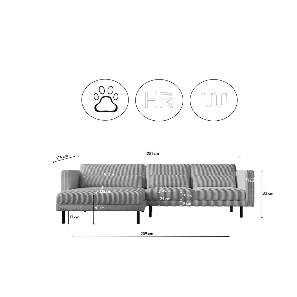 Thumbnail - Kaiser Möbel Ecksofa, Silber, Holz, L-Form, 281x174 cm, Wohnzimmer, Sofas & Couches, Wohnlandschaften, Ecksofas