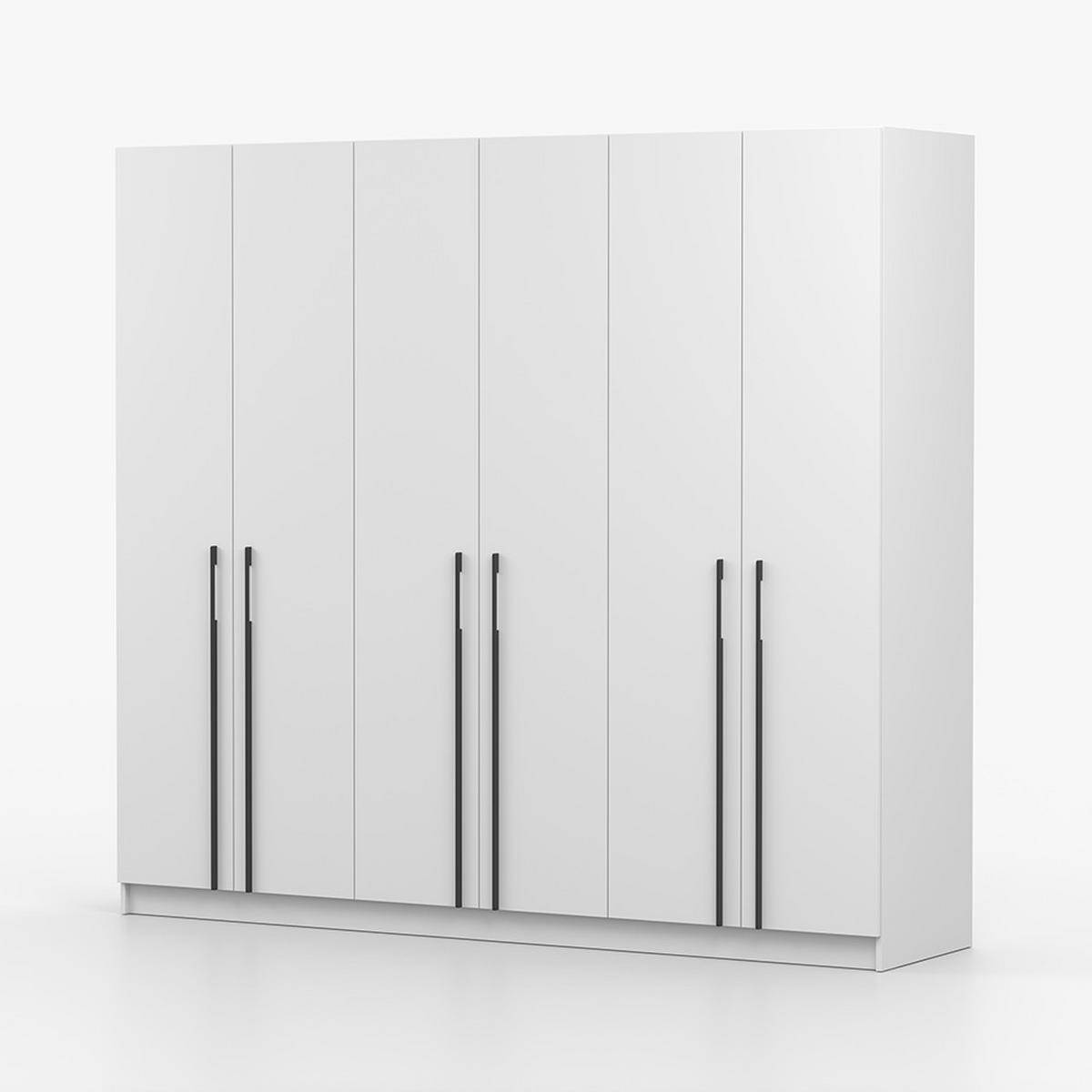 DREHTÜRENSCHRANK ROSA II 6D 230/210/55 cm 6-türig Weiß - Schwarz/Weiß, Holz/Holzwerkstoff (230/210/55cm) - imoebel24