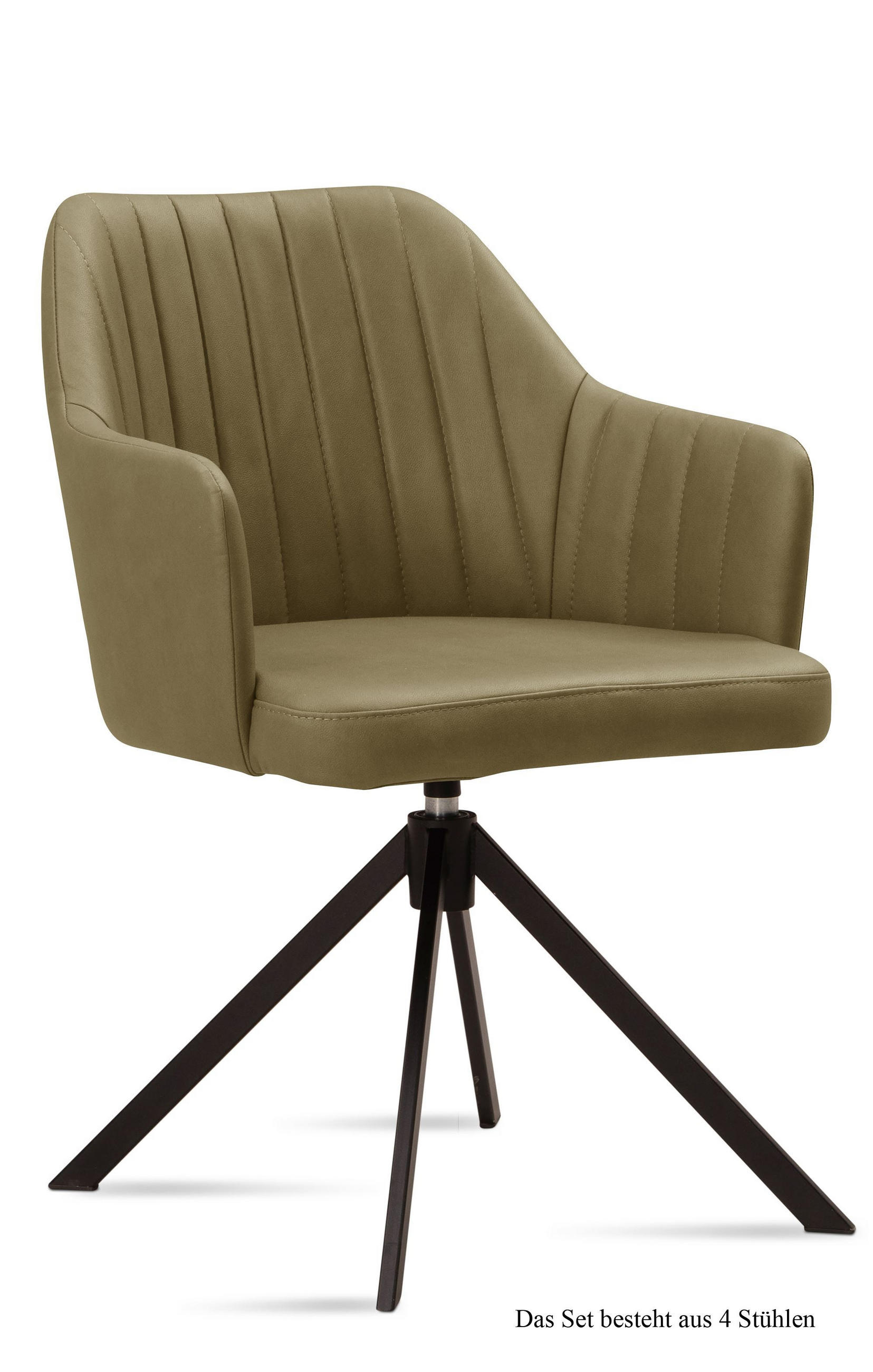 ARMLEHNSTUHL drehbar (4er-Set) Dennie 58x81x60 Schwarz/Olivgrün - Schwarz/Olivgrün, Kunststoff (60/81/58cm) - 58aufmkessel