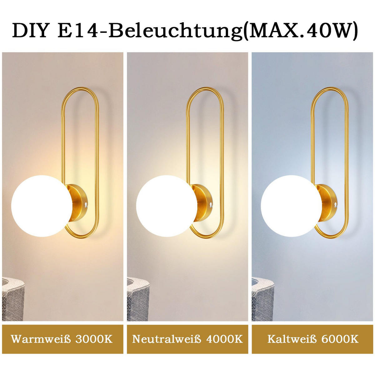 WANDLEUCHTE Marvelli - Goldfarben, Metall (34.5/18/16cm) - Nettlife