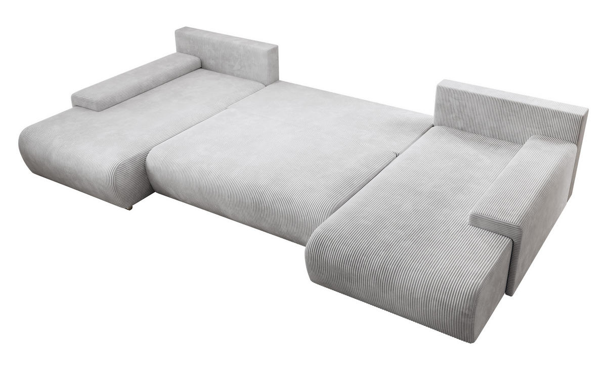 ECKSOFA Credo mit Schlaffunktion und Bettkasten, Couch U-Form, 348x81x185 cm, Hellgrau - Hellgrau, Holz (348/170cm) - PROMETO Möbel