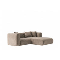 ECKSOFA L-Form mini, Velvet-Stoff Bluvel, Latte, Rechts, GRETA - Hellbraun, Holz (226/179cm) - Kaiser Möbel
