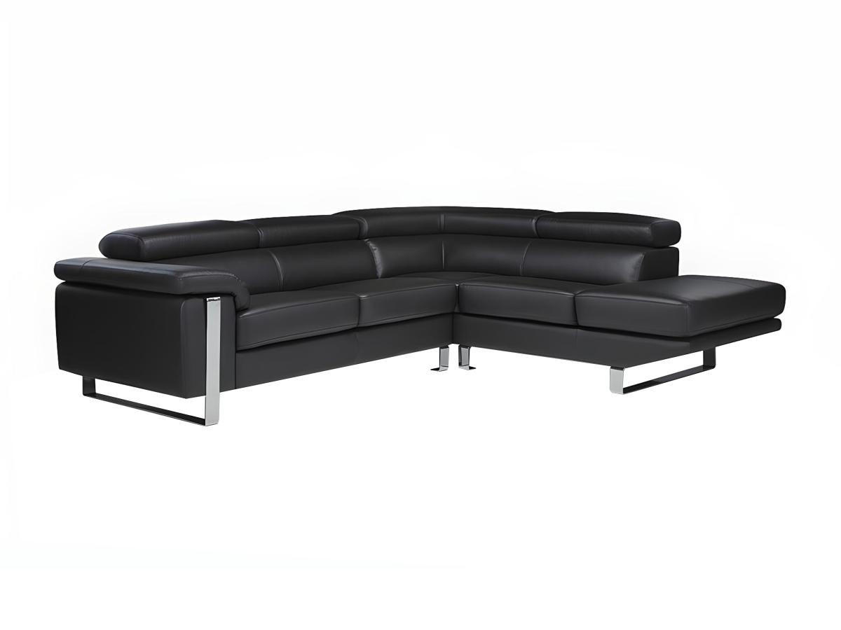 ECKSOFA - Leder - Ecke Rechts - Schwarz - MYSTIQUE - Schwarz, Leder (213/253cm) - Vente-Unique