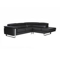 ECKSOFA - Leder - Ecke Rechts - Schwarz - MYSTIQUE - Schwarz, Leder (213/253cm) - Vente-Unique