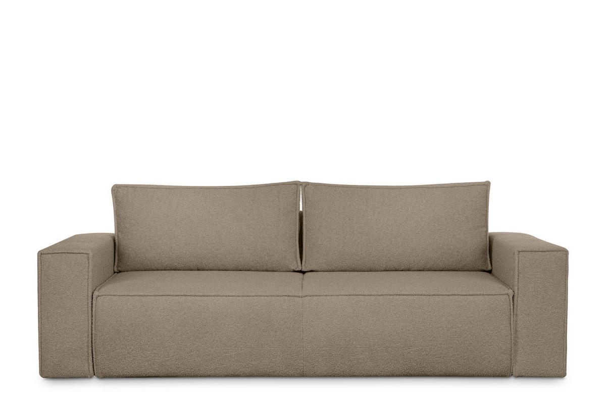 3-SITZER-SOFA NAPI II mit Schlaffunktion, dunkelbeige - Beige/Braun, Textil (244/89/101cm) - KONSIMO®
