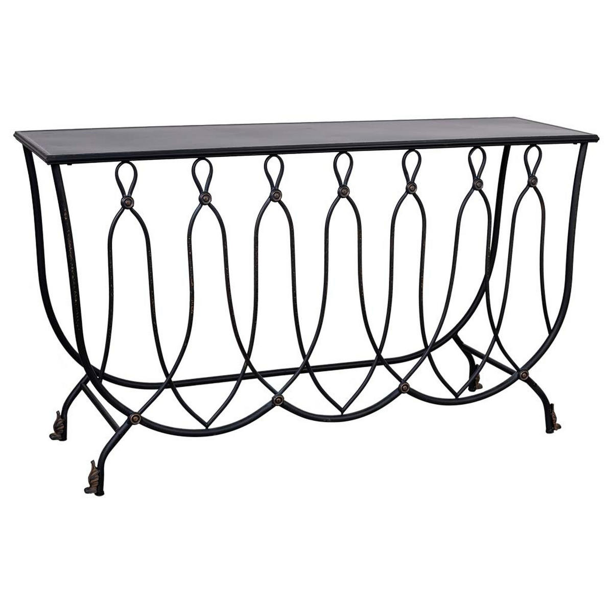 KONSOLE aus gealtertem schwarzen Metall 144x40x79 cm - Schwarz, Metall (40/144/79cm) - Wanderlust