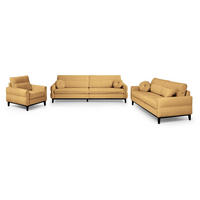 SITZGARNITUR Belweder, zwei Sofas+Sessel, Gelb, Bouclé - Wengefarben/Gelb, Holz/Textil (268/95/94cm) - Beautysofa