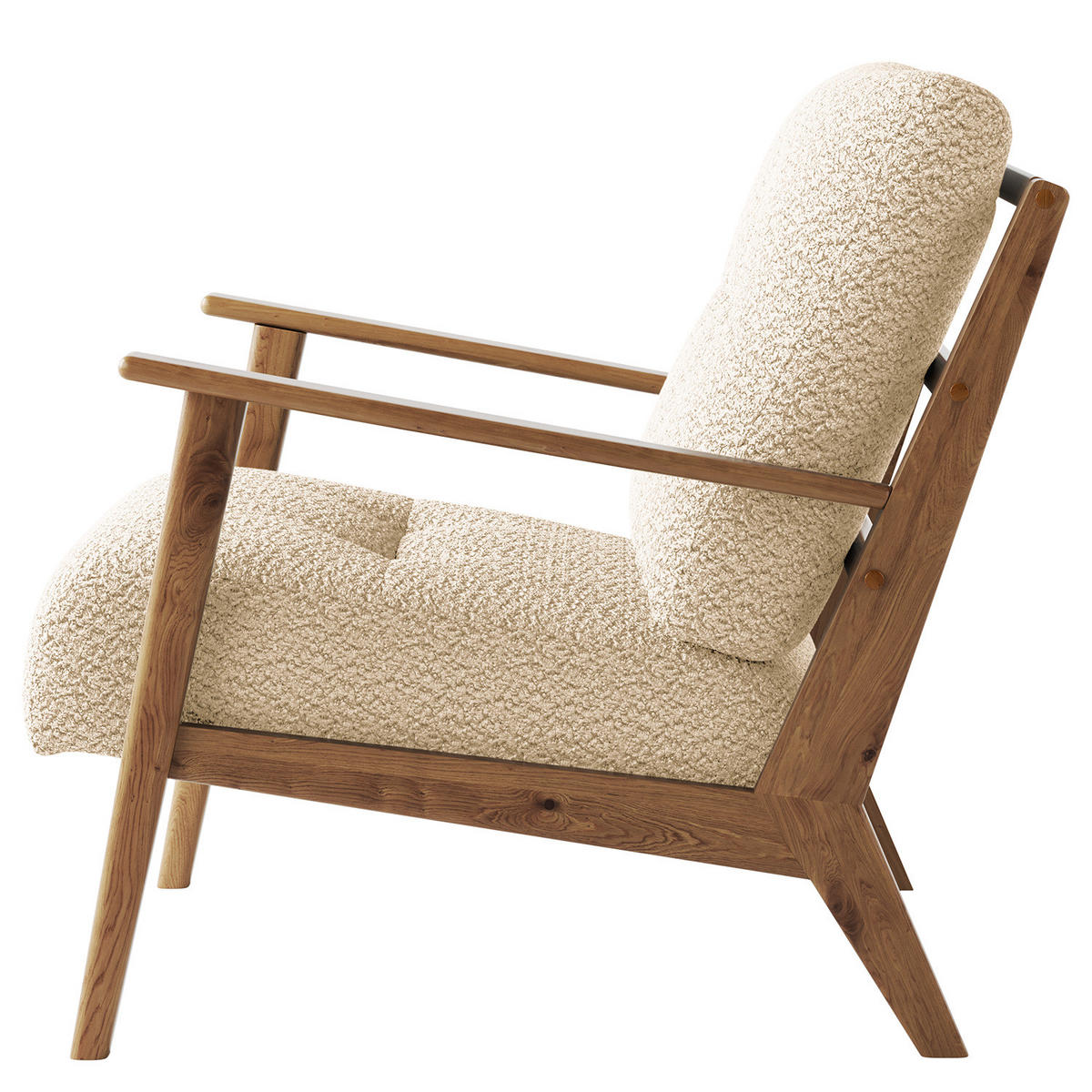 SESSEL - Beige/Braun, Eichenholz/Holz (83/80/75cm) - home24