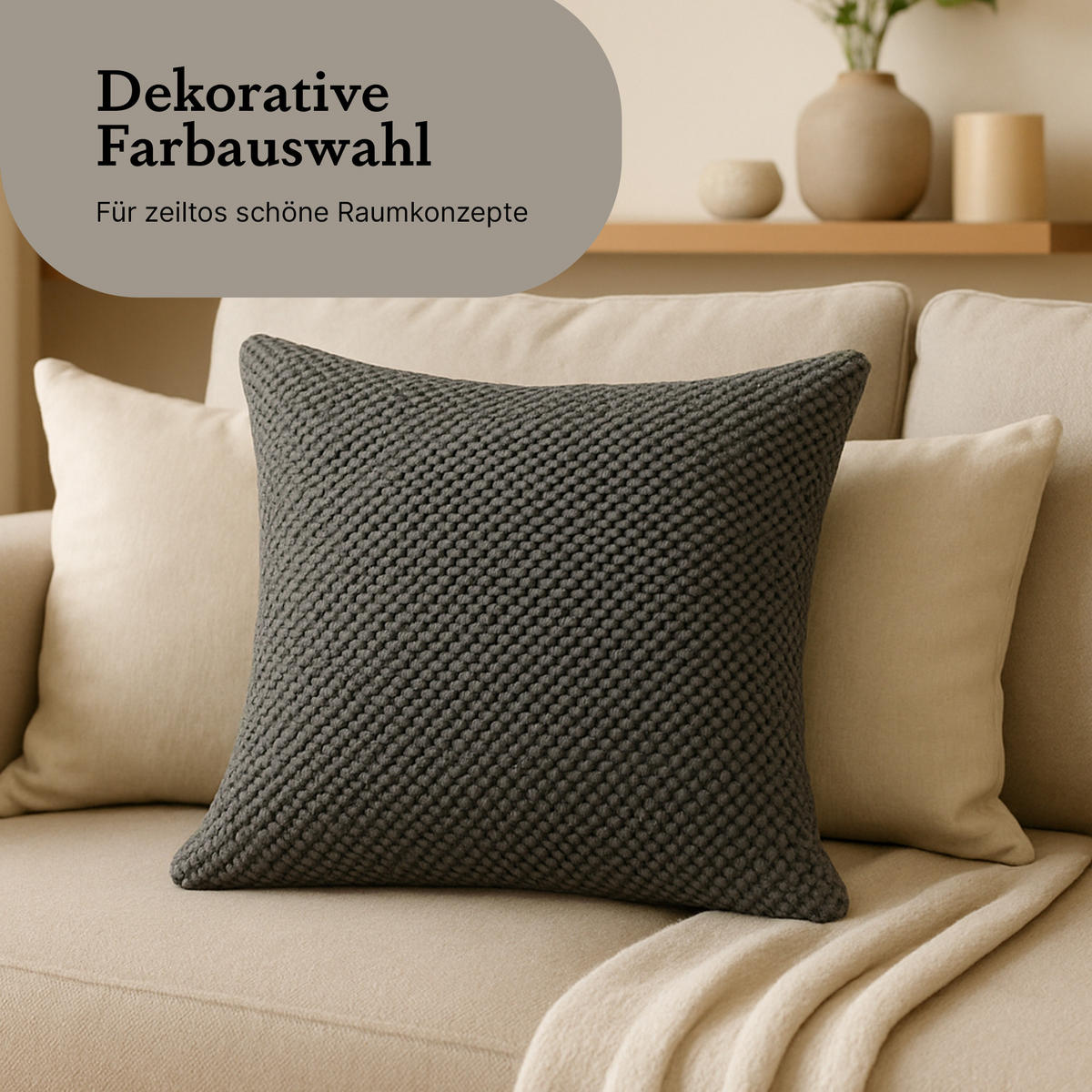 KISSENHÜLLE "Bubble" 60 cm x 60 cm in 3 Farben Graphit - Grau, Textil (60/60cm) - Bestlivings