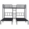 ETAGENBETT 90/200 cm Schwarz Dreifaches mit Leiter und Stauraum - Schwarz, Metall (90/200cm) - OKWISH