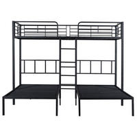 ETAGENBETT 90/200 cm Schwarz Dreifaches mit Leiter und Stauraum - Schwarz, Metall (90/200cm) - OKWISH