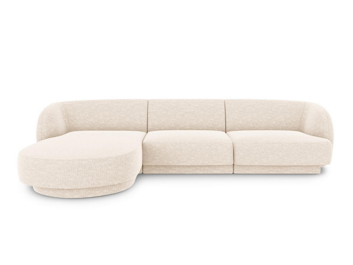 ECKSOFA links Miley aus Chenille-Stoff leichtes beige 4 Sitzplätze - Creme, Textil (156/255cm) - Micadoni