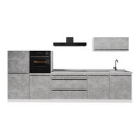 KÜCHENZEILE R-Line, Beton/Weiß, 340 cm Arbeitsplatte Marmor - Weiß/Grau, Holzwerkstoff (340/143/60cm) - Vicco