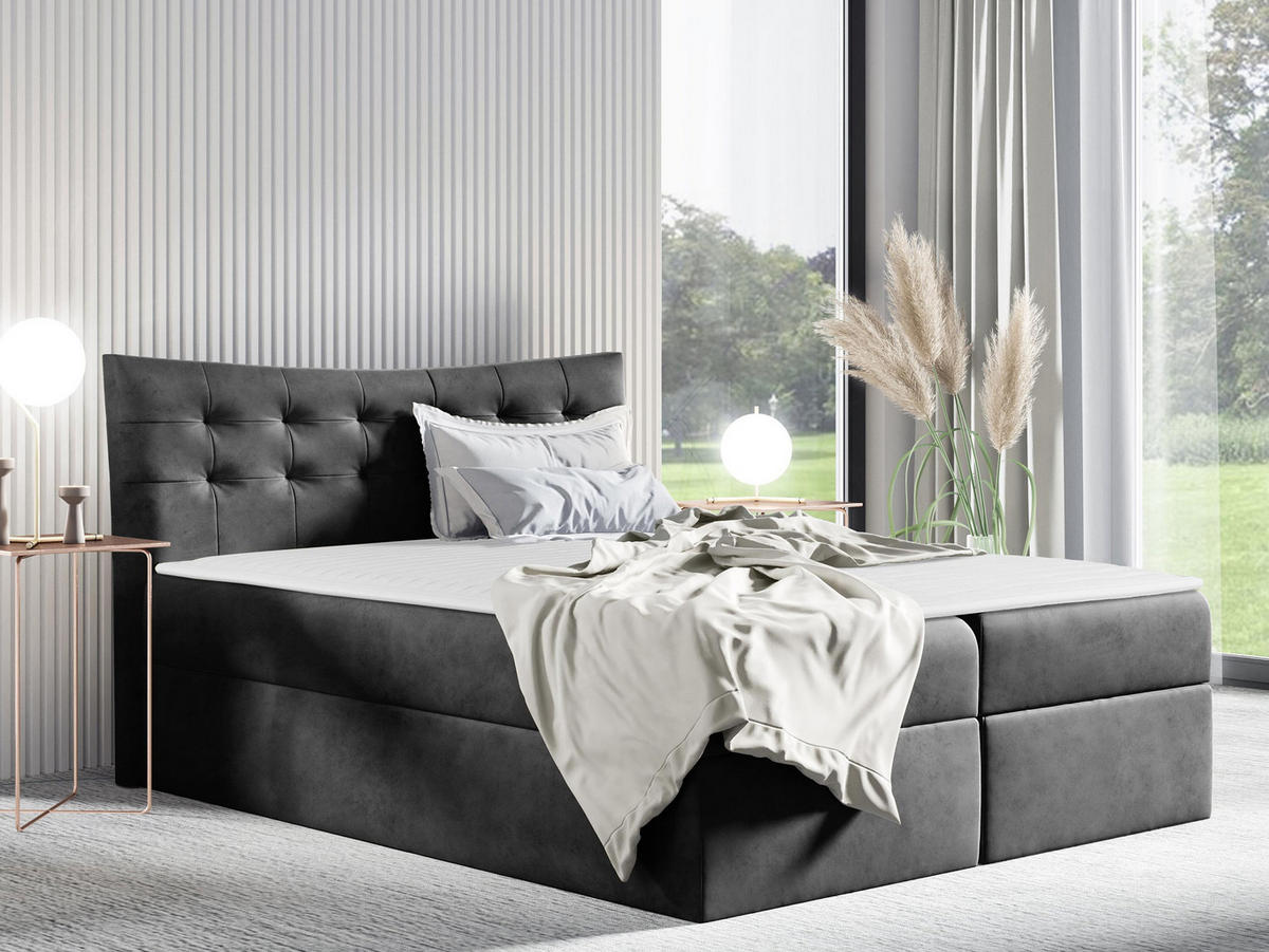 BOXBETT Havana - Grau, Holz (200/200cm) - MIRJAN24