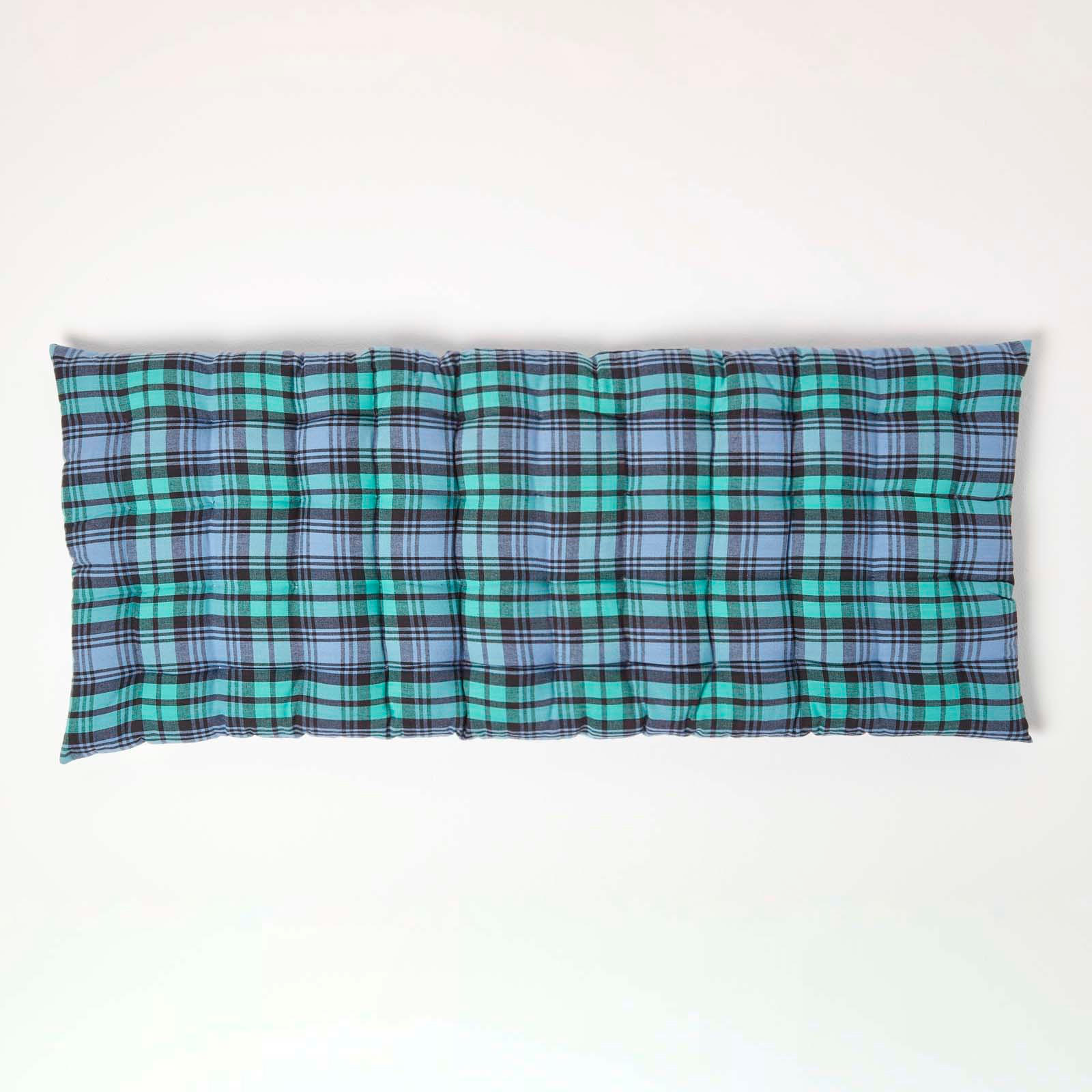 BANKAUFLAGE Blackwatch Schottenkaro 2-Sitzer - Blau, Textil (108/42/5cm) - Homescapes