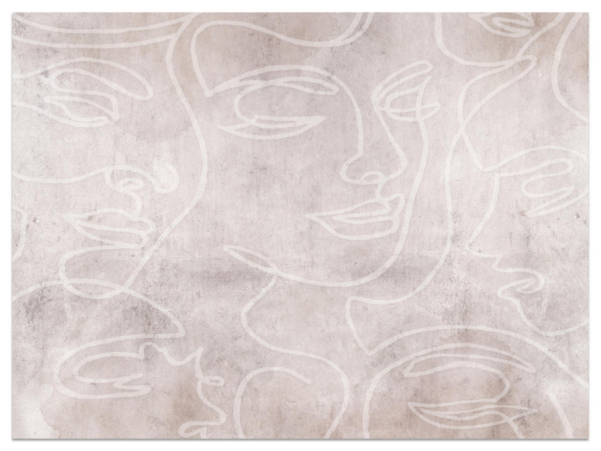 FOTOTAPETE für Schlafzimmer Abstrakte Gesichter Beton 500x350 - Beige/Braun, Papier (500/350cm) - Muralo