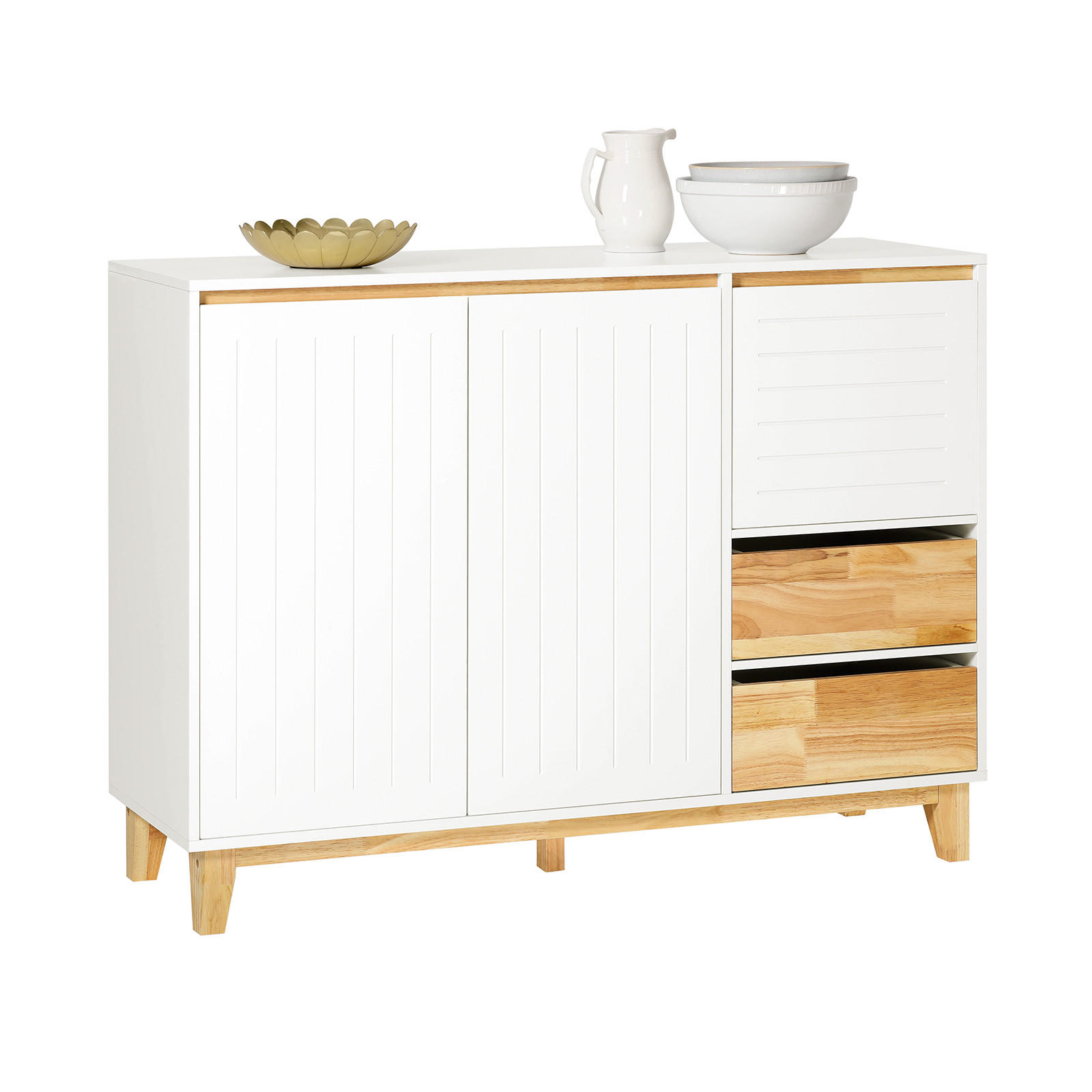 SIDEBOARD Weiß-Natur - Weiß, Holz/Holzwerkstoff (120/90/40cm) - SoBuy
