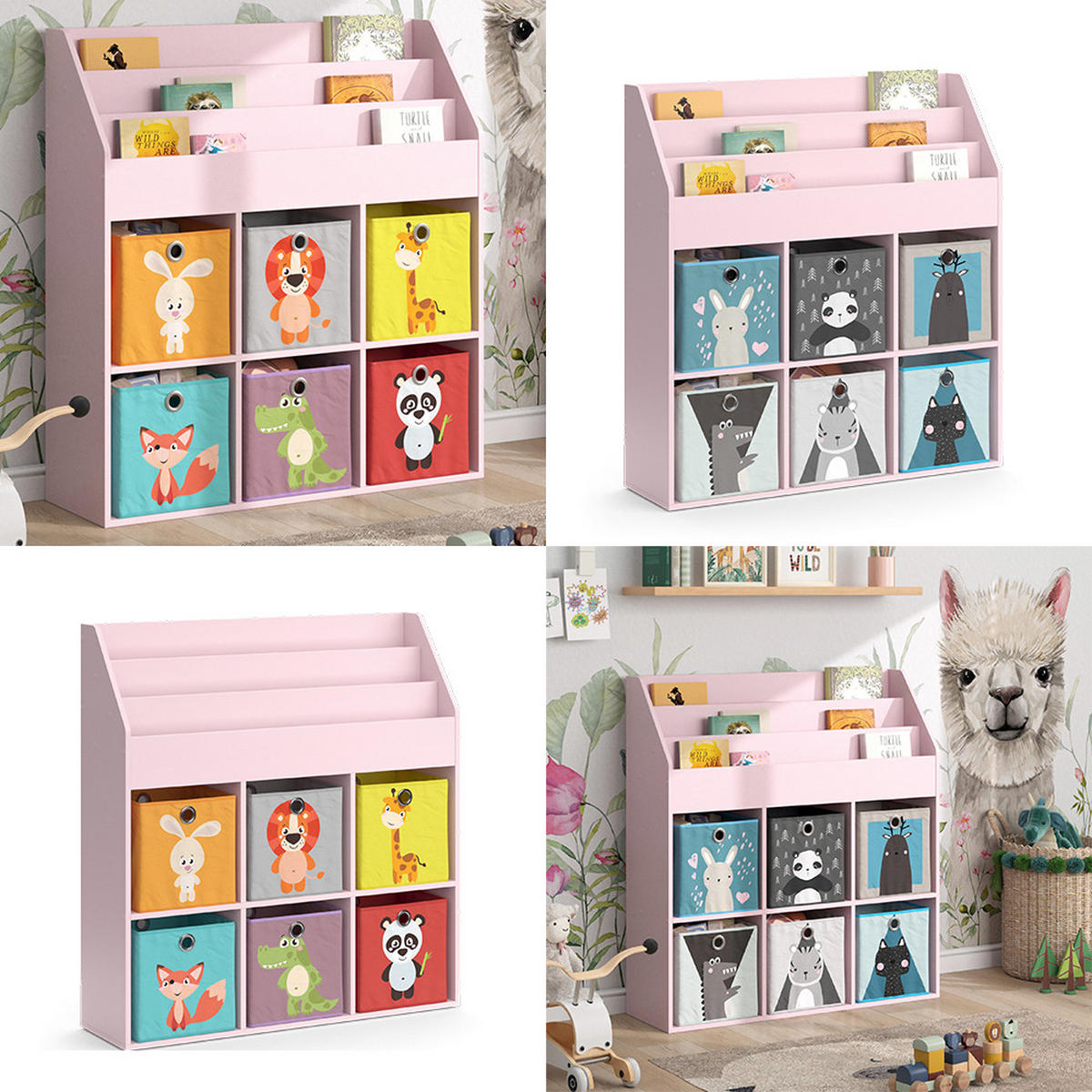 KINDERREGAL Luigi Rosa 107.2 x 114.2 cm ohne Faltboxen - Rosa, Holzwerkstoff (107.2/114.2/31.2cm) - Vicco