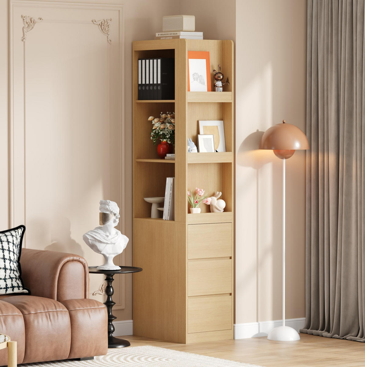 HIGHBOARD 200/40 cm Eichefarben aus Spanplatte mit 3 Schubladen - Eichefarben, Holzwerkstoff (40/200/60cm) - OKMYHOME