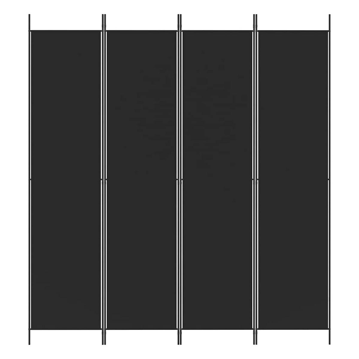 PARAVENT 4-teilig Schwarz 200/220 Cm Stoff - Schwarz, Textil (200/220/0.1cm) - vidaXL