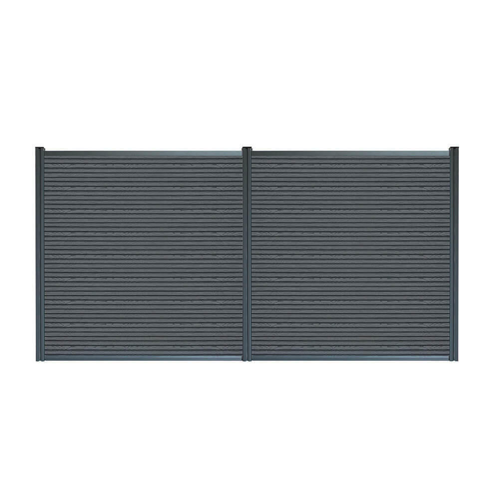 WPC Sichtschutzzaun CALLADO PREMIUM 2 x Element + 3 x Pfosten - Höhe: 185 cm - Anthrazit, Kunststoff (253/185cm) - Home Deluxe