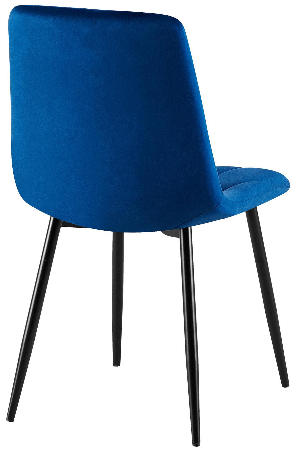 STUHL 2er Set Samt Dunkelblau - Schwarz/Dunkelblau, Textil/Metall (45/85/55cm) - CLP