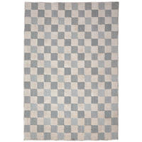 BAUMWOLLTEPPICH waschbar AFTON, Schachbrettmuster, Natur-Blau, 155 x 230 cm - Beige, Textil (155/230cm) - KADIMA DESIGN