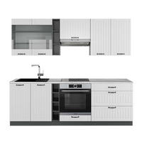 KÜCHENZEILE Fame-Line Weiß Landhaus/Anthrazit 235 cm, AP Marmor - Anthrazit/Creme, Holzwerkstoff (235/81.6/60cm) - Vicco