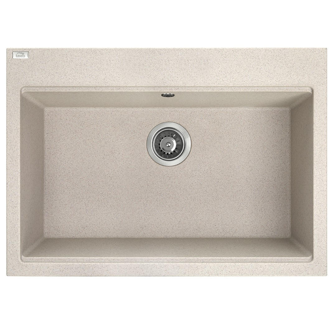 EINBAUSPÜLE TAU Beige, Einzelbecken, 50/70/21,5 cm - Beige, Stein (50/21.5/70cm) - bad land