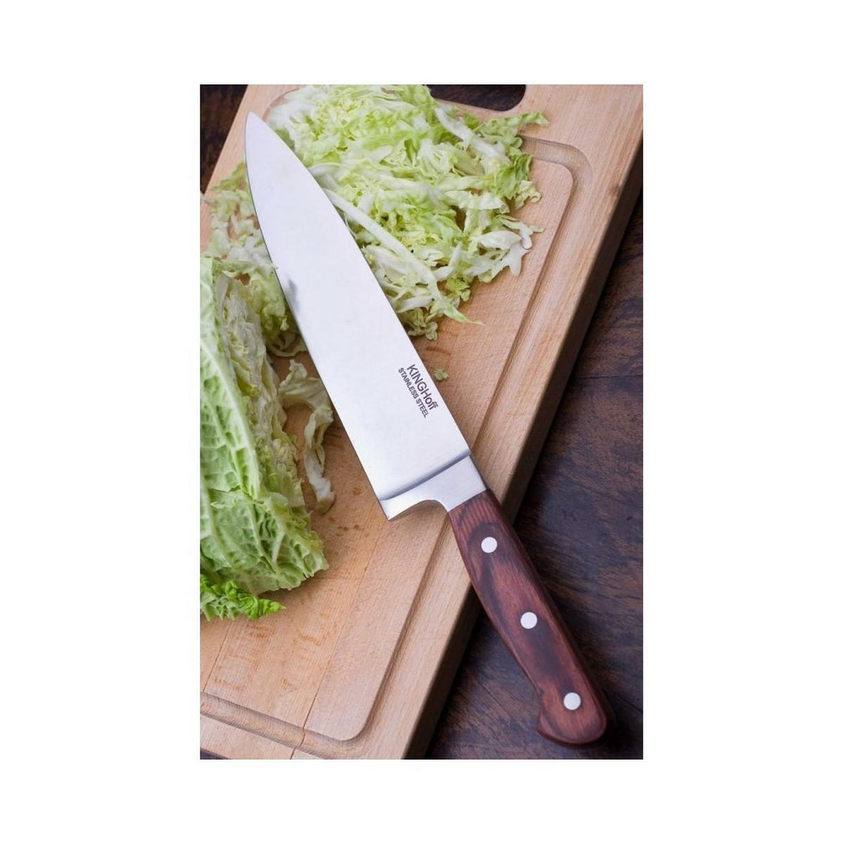 KOCHMESSER Silber 34/5/34 cm KH3440 - Silberfarben, Holz (34cm) - Kinghoff 