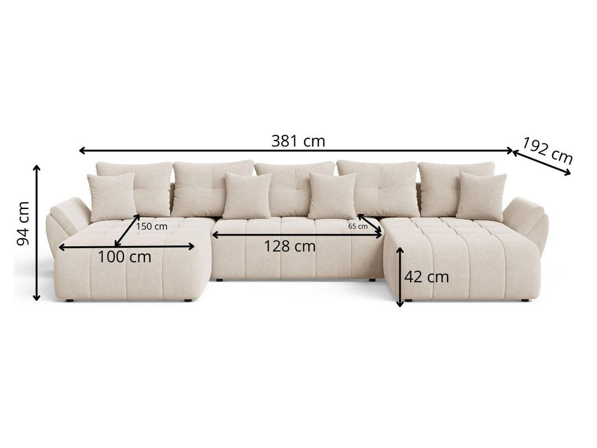 ECKSOFA Decor U Anthrazit - Anthrazit, Holz/Textil (381/192cm) - Graingold