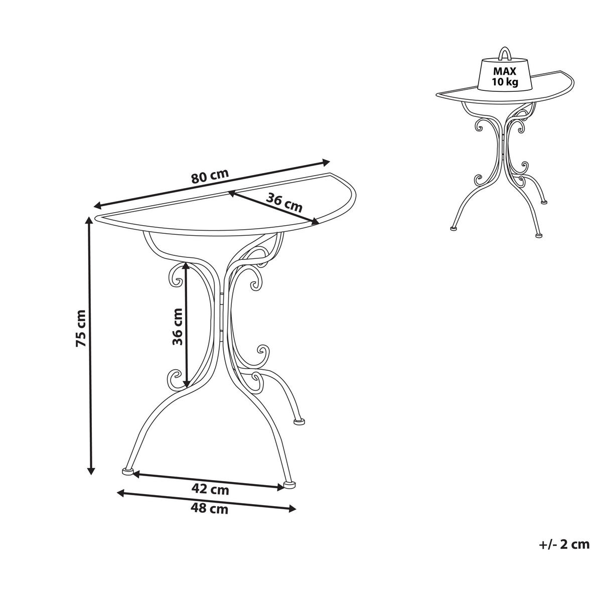 MASĂ BISTRO 80/36 cm metal gri Nurra - gri, metal (80/36/75cm) - Beliani