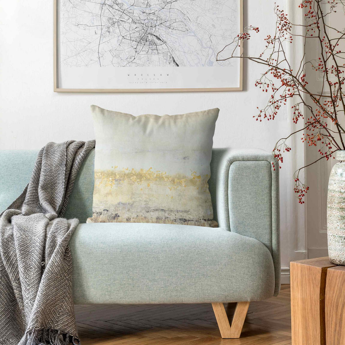 KISSENBEZUG Goldene Farbfelder II 40/40 cm - Weiß, Textil (40/40cm) - Bilderwelten