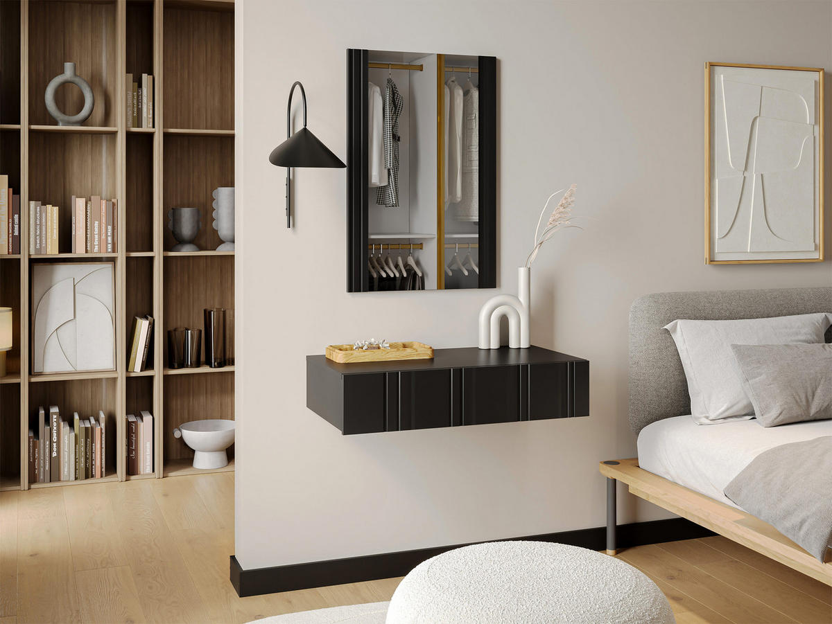 SCHMINKTISCH Isla - Schwarz, Holzwerkstoff (80/17/42cm) - MIRJAN24