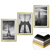 WANDBILDER 3er Set - 40x60 cm Goldrahmen - Monochromatische Brückentürme - Goldfarben, Kunststoff (40/60cm) - ArtPrintCave