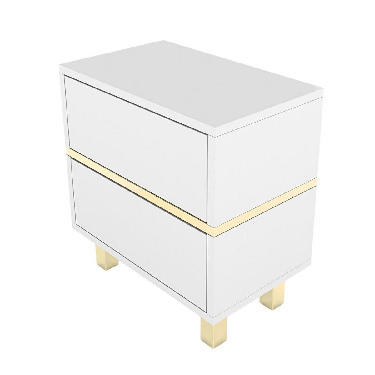 NACHTTISCH Magica, Weiß, Gold, Hochglanz - Goldfarben/Weiß, Holzwerkstoff (80.1/63/33cm) - Dancan