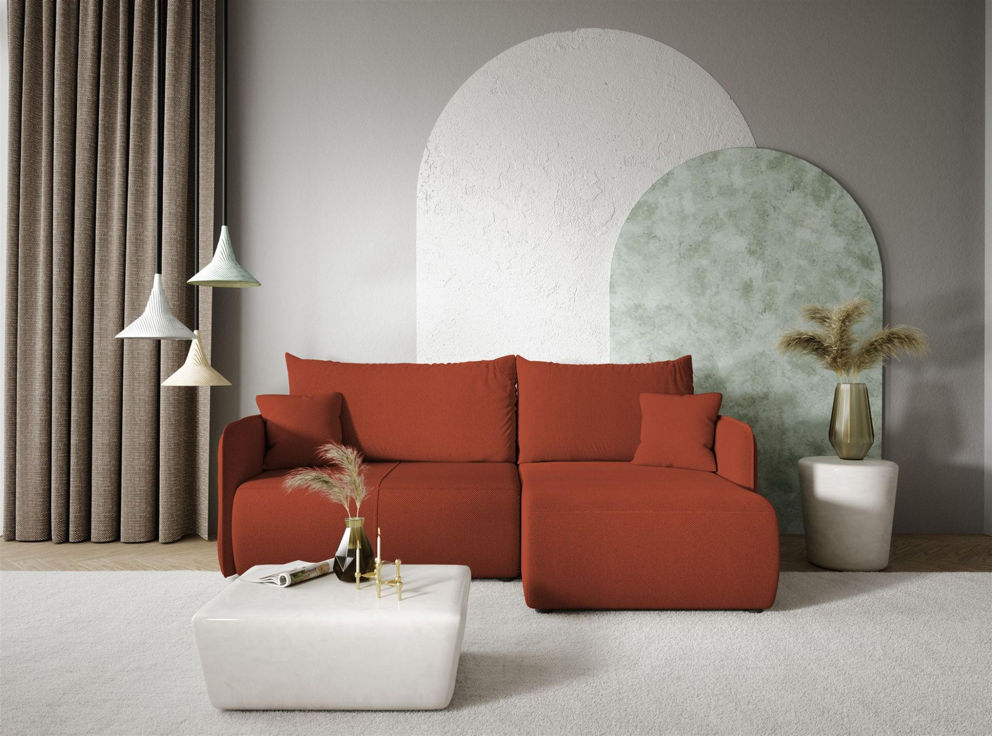 ECKSOFA Calgary - Rotbraun, Holzwerkstoff/Textil (207/148cm) - Fun Möbel
