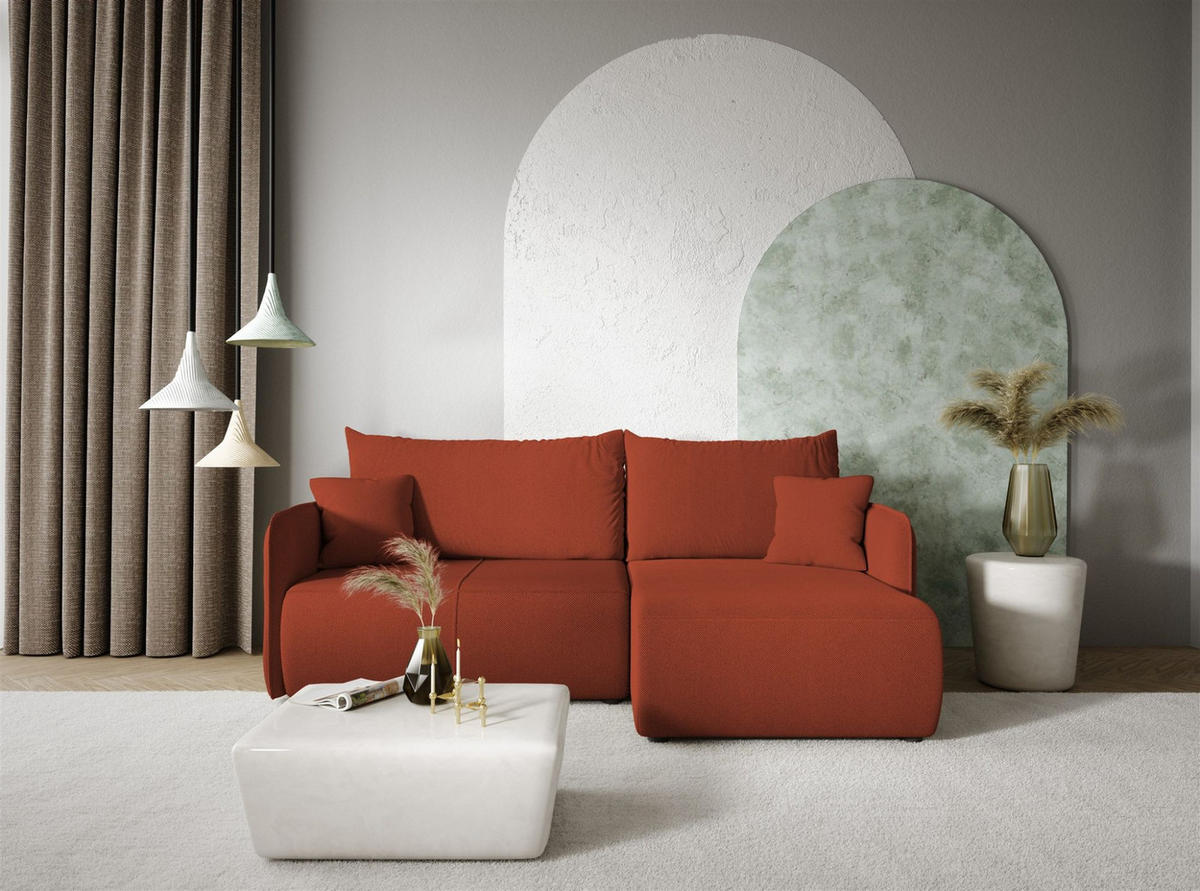ECKSOFA Calgary - Rotbraun, Holzwerkstoff/Textil (207/148cm) - Fun Möbel