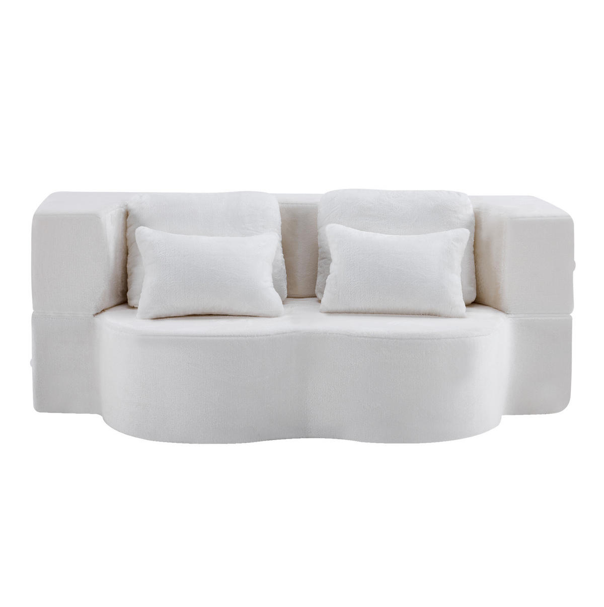 SCHLAFSOFA aus Schaumstoff und Federkern Weiß faltbar, modular und vielseitig nutzbar - Weiß, Kunststoff (198/76/60cm) - Modfu