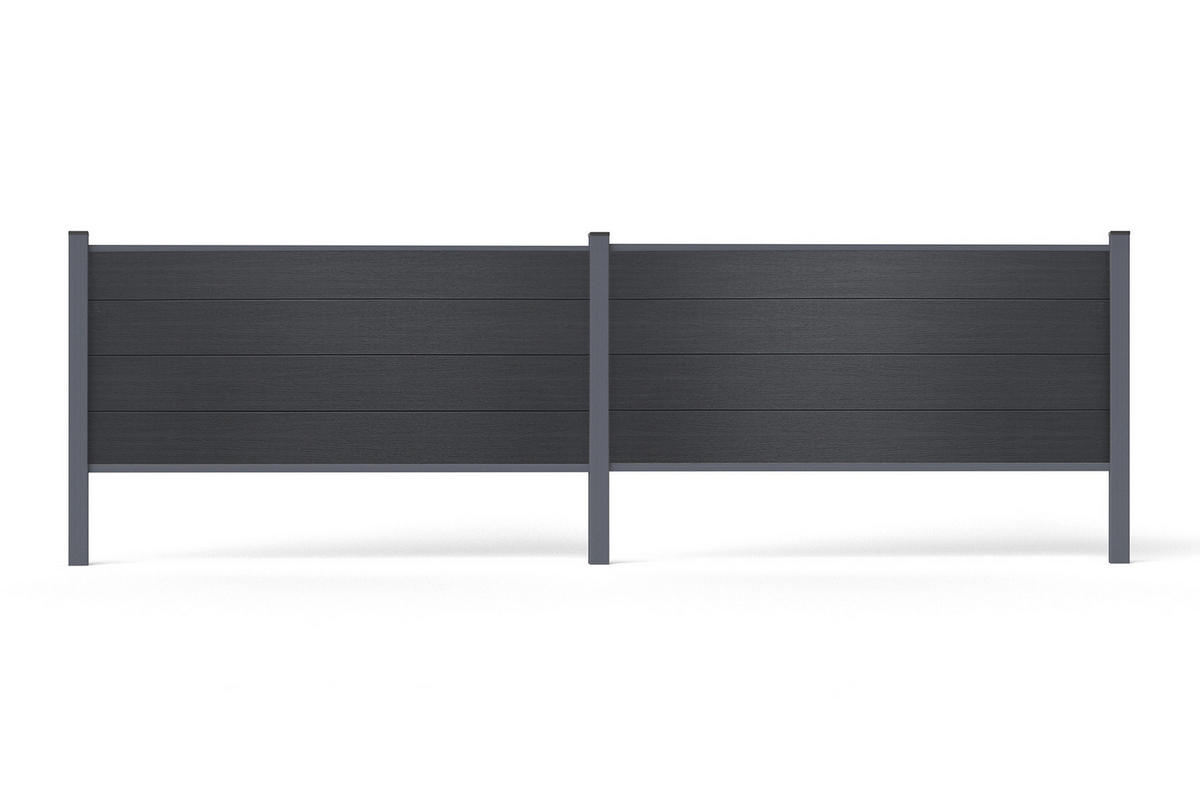 VERBUNDZAUN 10 m STOCKHORN H. 90 cm zum Einbetonieren, grau - Grau, Holzwerkstoff (200/90cm) - Casanoov